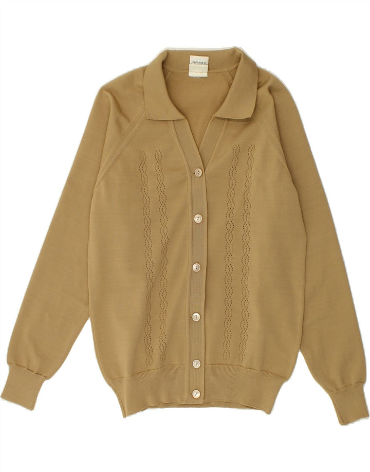 VINTAGE Womens Cardigan Sweater UK 12 Medium Khaki Vintage Vintage and Second-Hand Vintage from Messina Hembry 