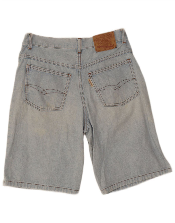 Pantaloncini di jeans vintage invecchiati da uomo IT 46 piccoli W28 cotone blu