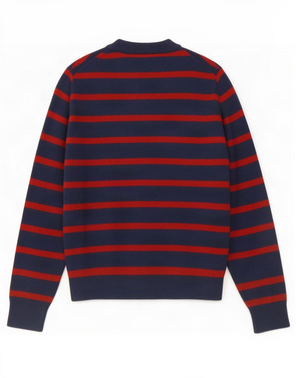 Maglione maglione con scollo a V da uomo Tommy Hilfiger cotone medio a righe blu navy
