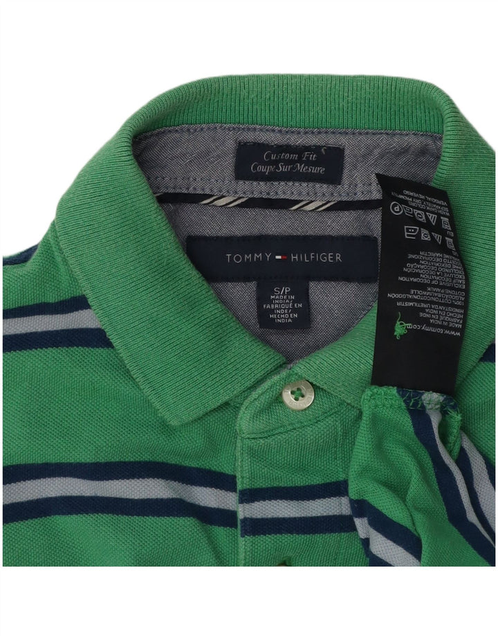 TOMMY HILFIGER Polo da uomo su misura piccola in cotone a righe verdi