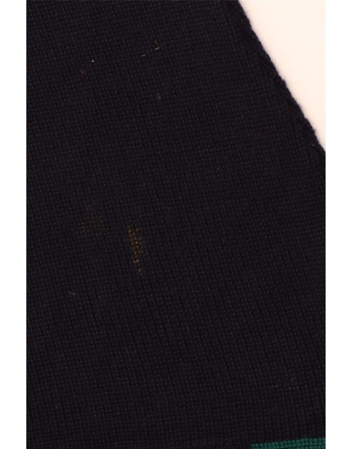 VINTAGE Maglione da uomo con scollo a barca XL Lana color block blu navy