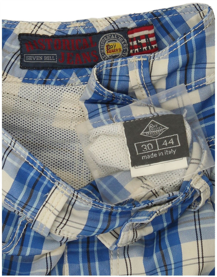 Pantaloncini casual da donna Roy Rogers IT 44 Medium W30 Poliammide a quadri blu