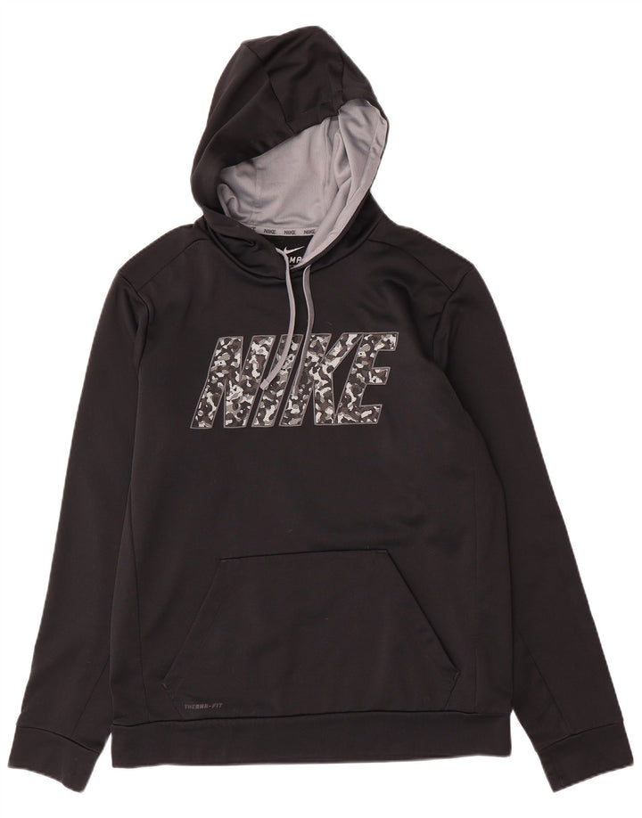 Felpa con cappuccio grafica Nike Therma-Fit da uomo, poliestere medio nero