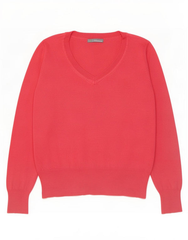 Maglione con scollo a V da donna Marks & Spencer UK 14 Viscosa rosa medio