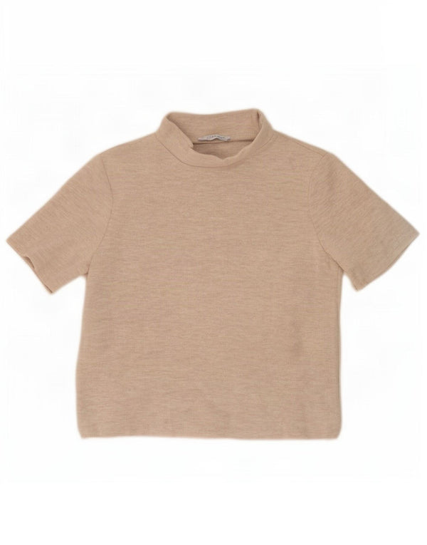 T-shirt corta Zara Trafaluc da donna UK 14 Poliestere beige medio