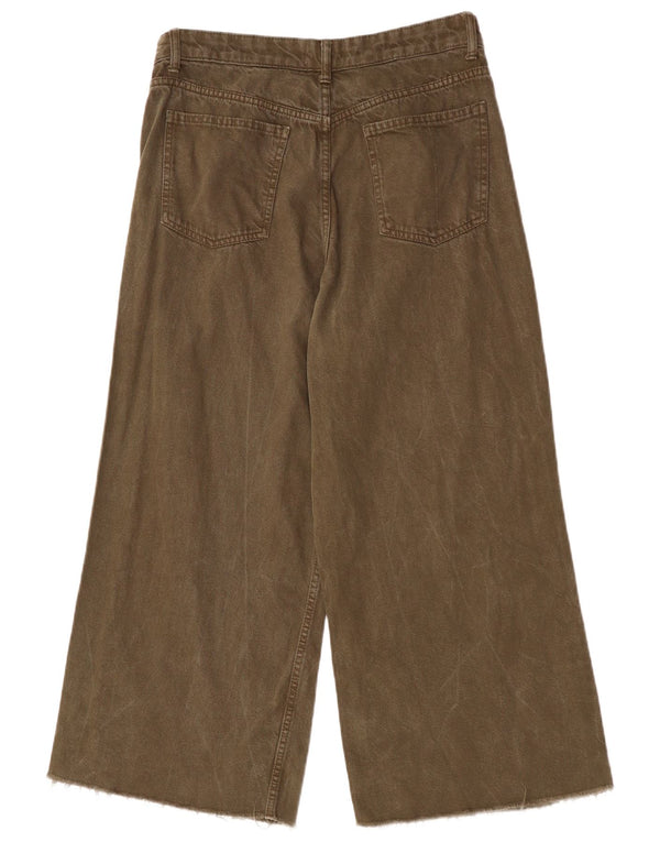 Jeans corti da donna Zara a gamba larga EU 42 Large W32 L25 Cachi