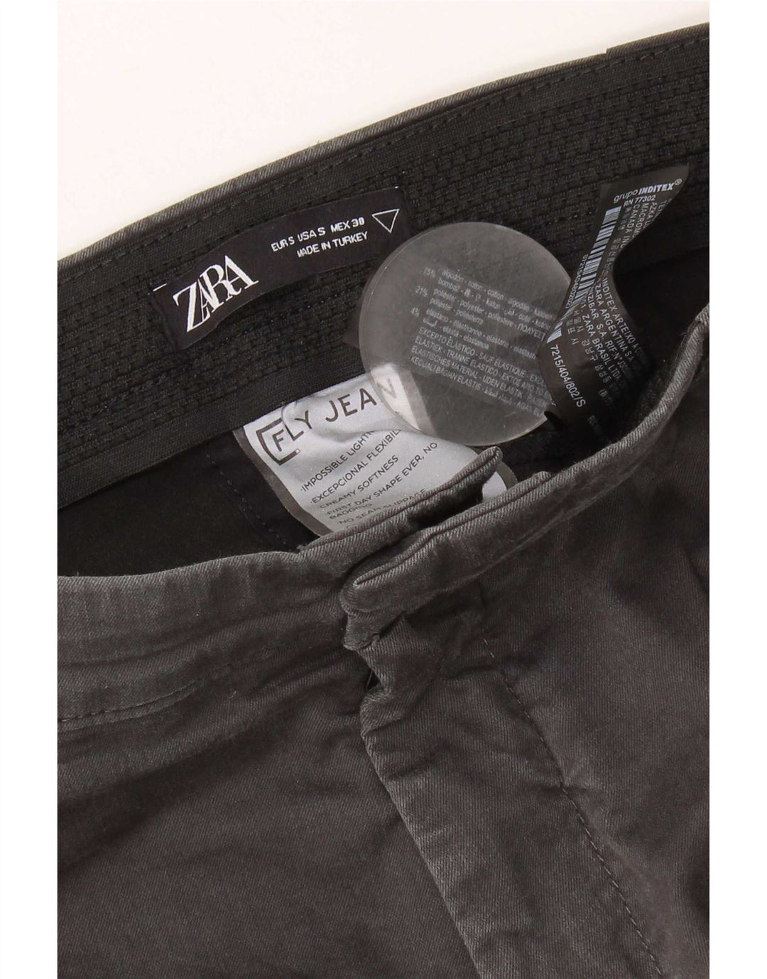 Pantaloni chino slim da uomo Zara piccoli W30 L25 cotone grigio