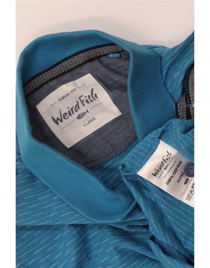 Polo da uomo Weird Fish XL in cotone screziato blu