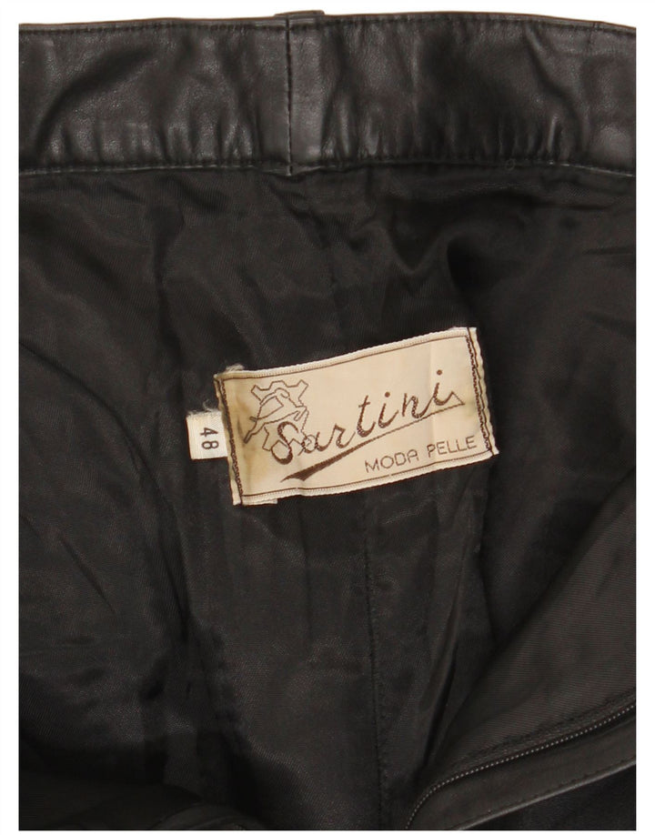 Pantaloni dritti in pelle da uomo VINTAGE IT 48 Medio W32 L31 Nero