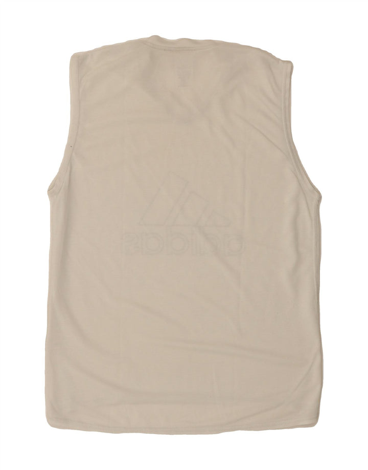 ADIDAS Mens Graphic Vest Top Medium White Polyester Vintage Adidas and Second-Hand Adidas from Messina Hembry 