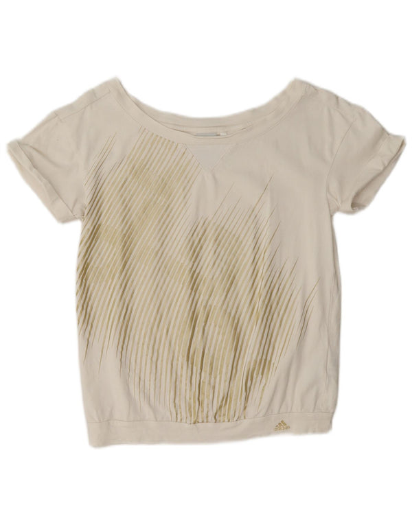 T-shirt grafica da donna Adidas Top UK 8 Small in cotone bianco