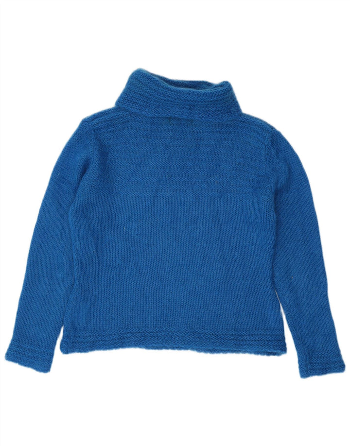 A WEAR Womens Roll Neck Jumper Sweater UK 14 Medium Blue Mohair