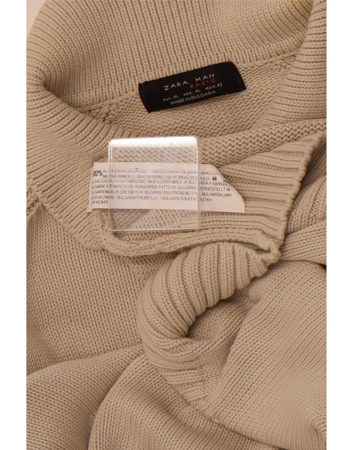 Maglione ZARA da uomo con collo alto XL in cotone beige
