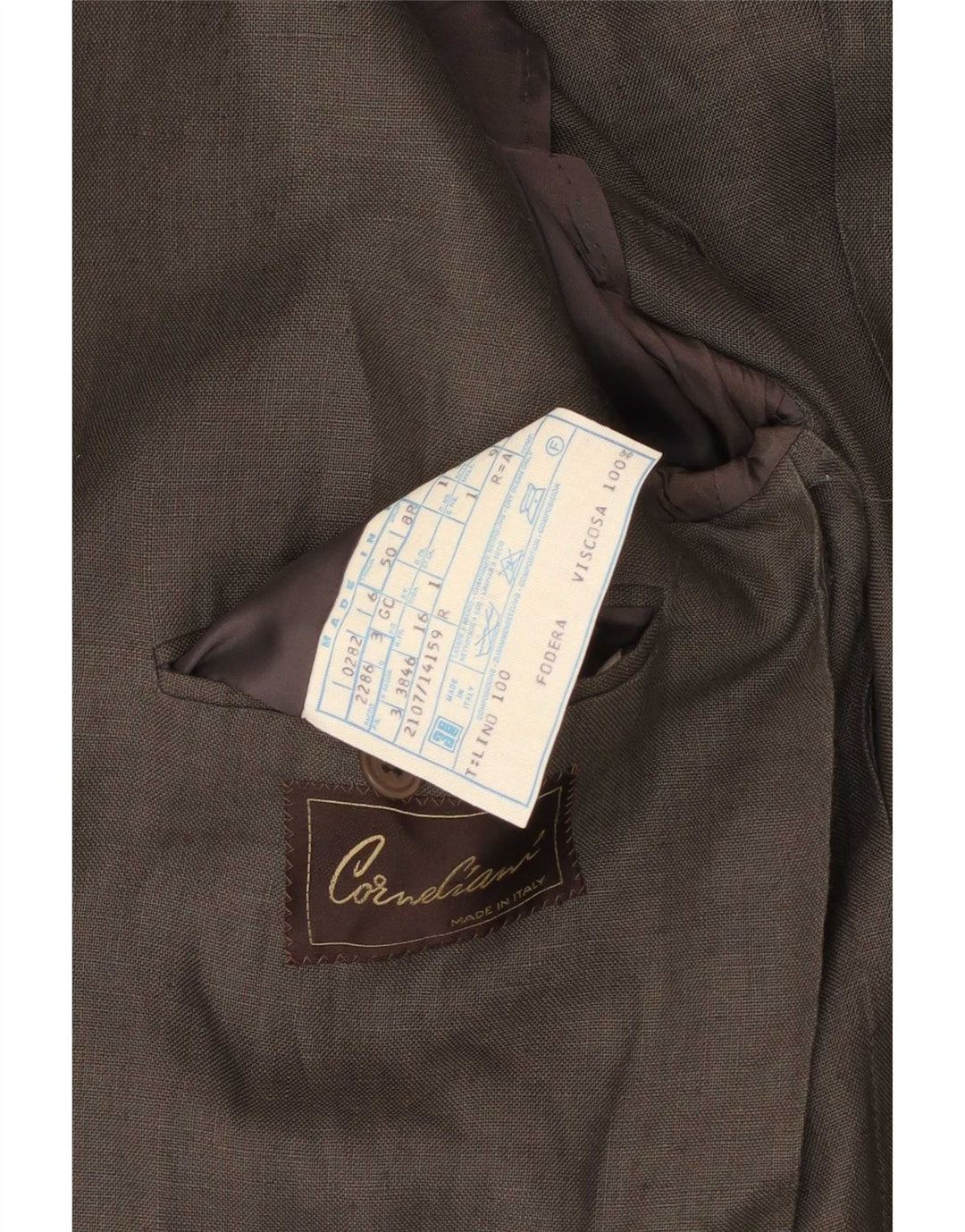 Corneliani Giacca Blazer Doppiopetto Uomo IT 50 Large Lino Kaki