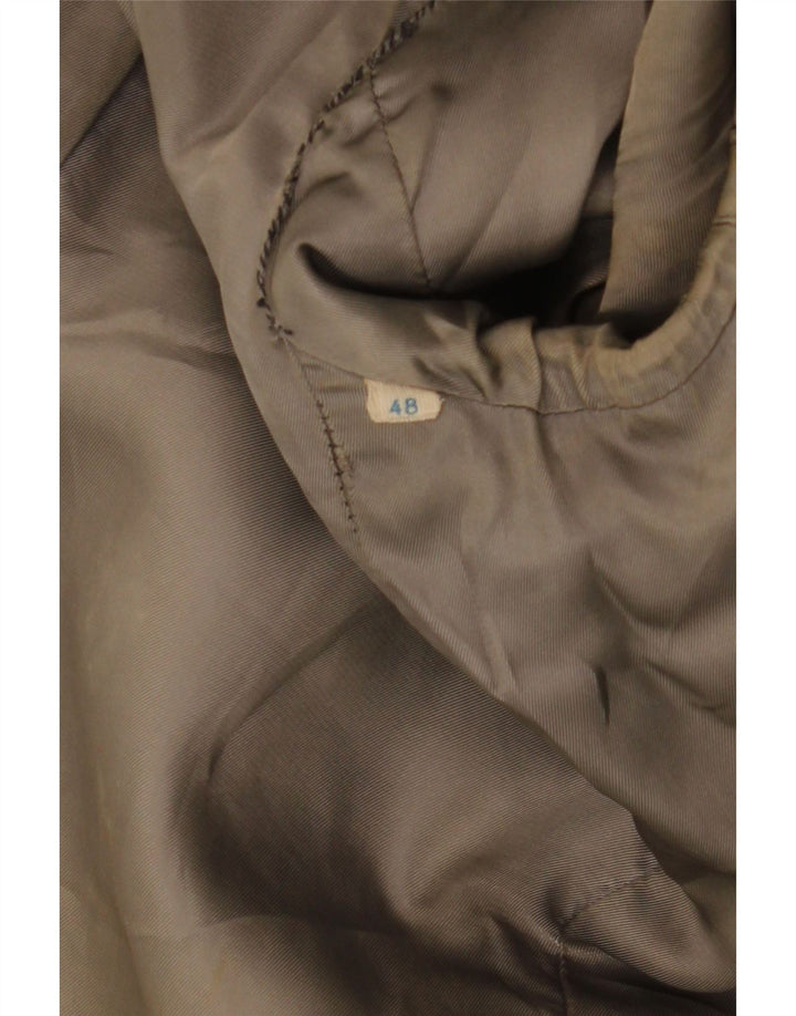 Giacca in pelle vintage da uomo IT 48 media kaki