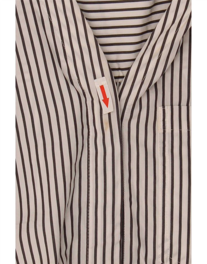 Camicia pullover da donna Marks & Spencer UK 16 grande cotone a righe bianche