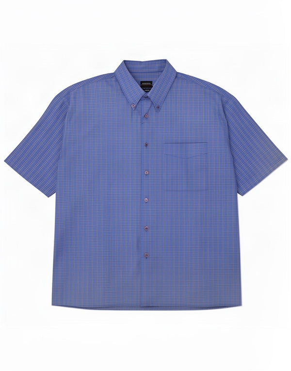 Pierre Cardin Camicia a maniche corte da uomo XL Cotone a quadri blu