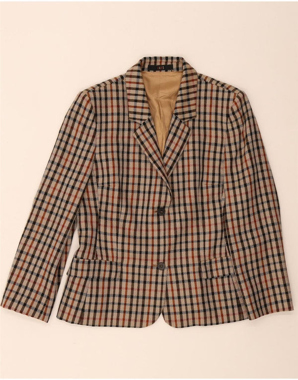 Giacca blazer da donna a 2 bottoni DAKS UK 14 medio a quadri multicolore
