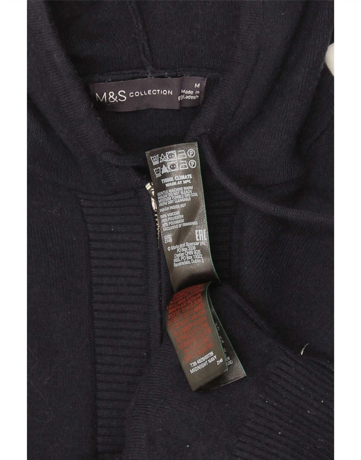 Maglione con cappuccio e zip in maglia da donna Marks & Spencer UK 12 Medio Blu Navy
