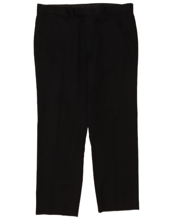 Pantaloni da abito affusolati da uomo Marks & Spencer W38 L31 poliestere nero classico