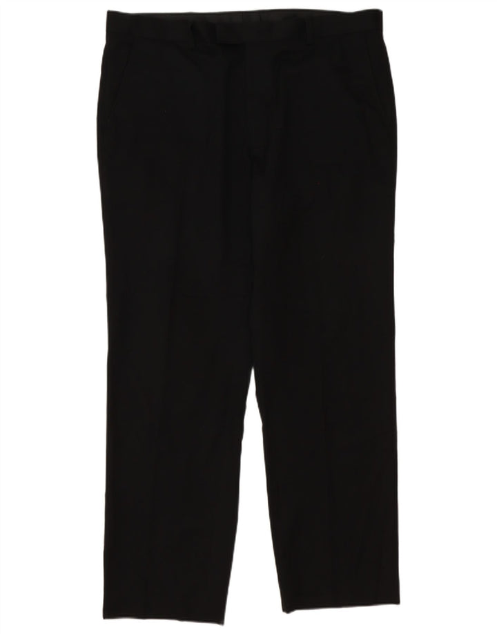 Pantaloni da abito affusolati da uomo Marks & Spencer W38 L31 poliestere nero classico