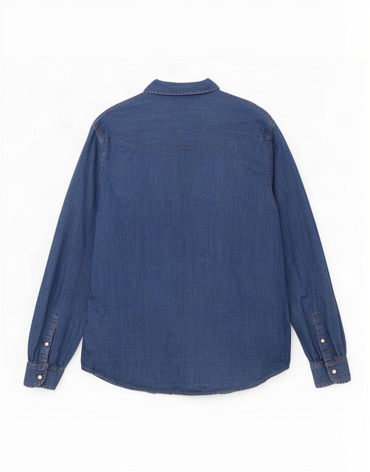 Camicia di jeans slim fit da uomo Wrangler grande in cotone blu