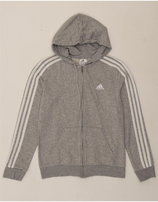 Maglione con cappuccio e zip da donna Adidas UK 8/10 Piccolo cotone chiazzato grigio