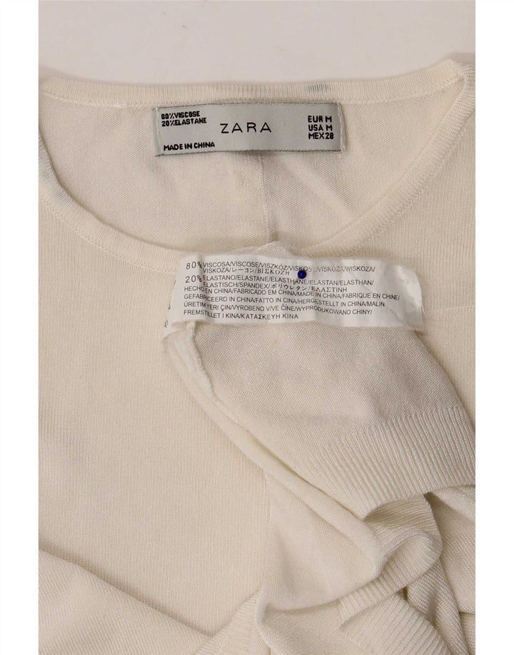 Top corto da donna Zara UK 12 in viscosa bianca media