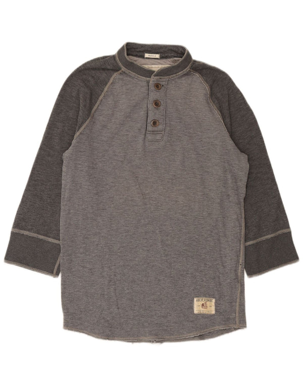 Top da uomo Abercrombie & Fitch manica 3/4 grande in cotone grigio
