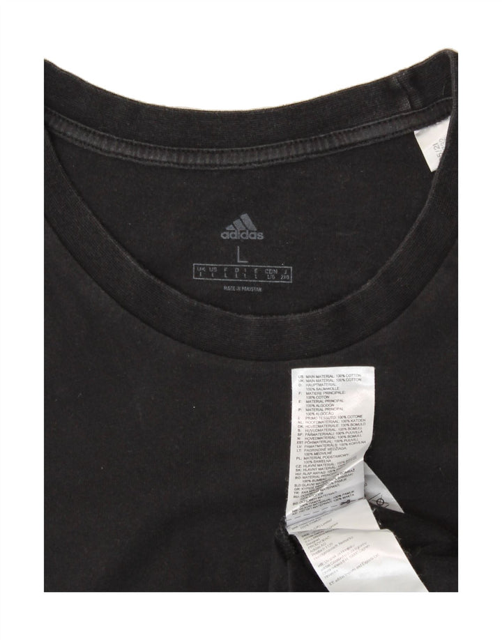 ADIDAS Mens T-Shirt Top Large Black Cotton Vintage Adidas and Second-Hand Adidas from Messina Hembry 