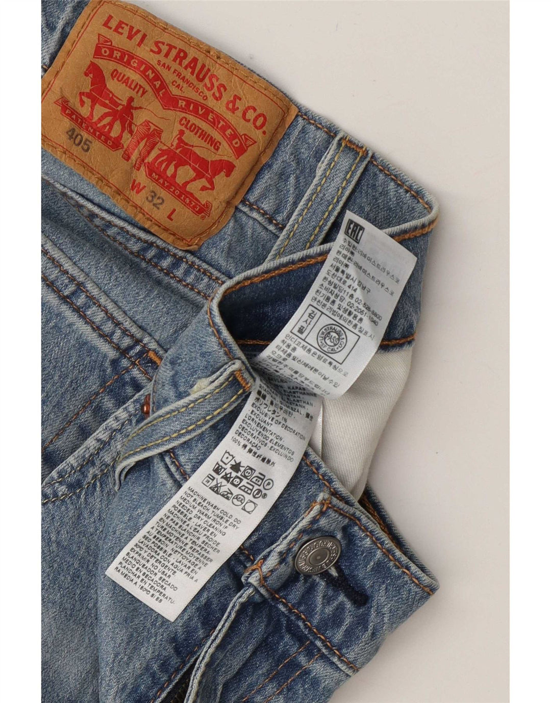 Pantaloncini di jeans Levi's 405 da uomo W32 in cotone blu medio
