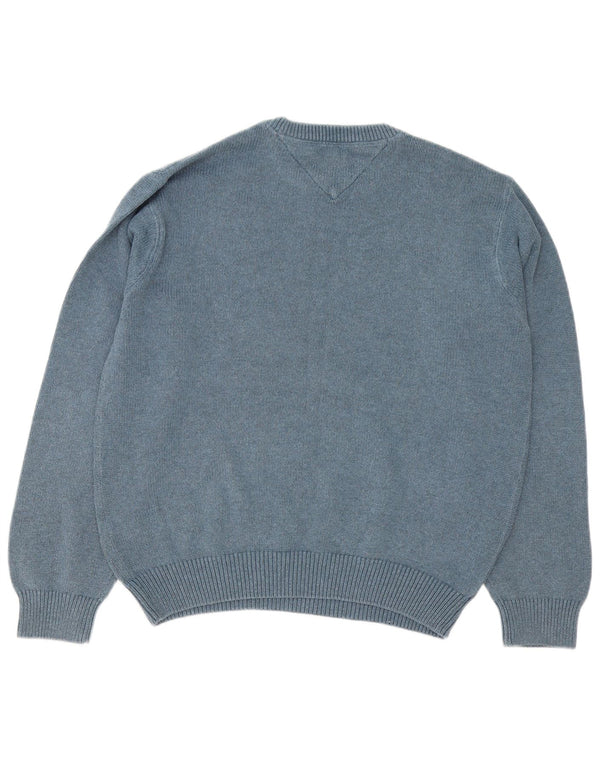 Maglione maglione girocollo da uomo Tommy Hilfiger grande cotone blu