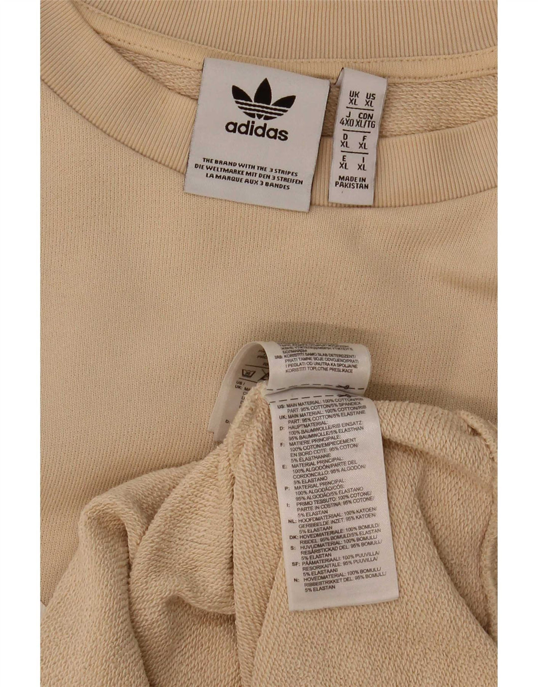 Felpa grafica da uomo Adidas Jumper XL in cotone beige