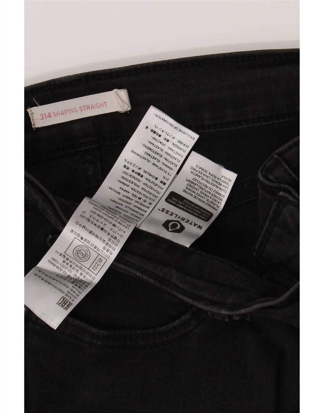 Jeans dritti modellanti da donna 314 Levi's W32 L30 cotone nero