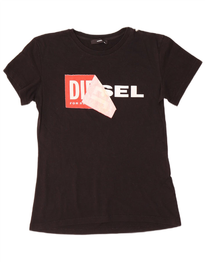 T-shirt grafica da uomo Diesel Top piccola in cotone nero