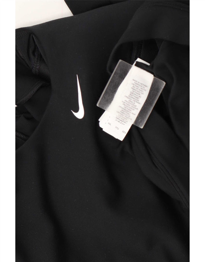 Top corto da donna Nike manica lunga UK 20 2XL poliestere nero