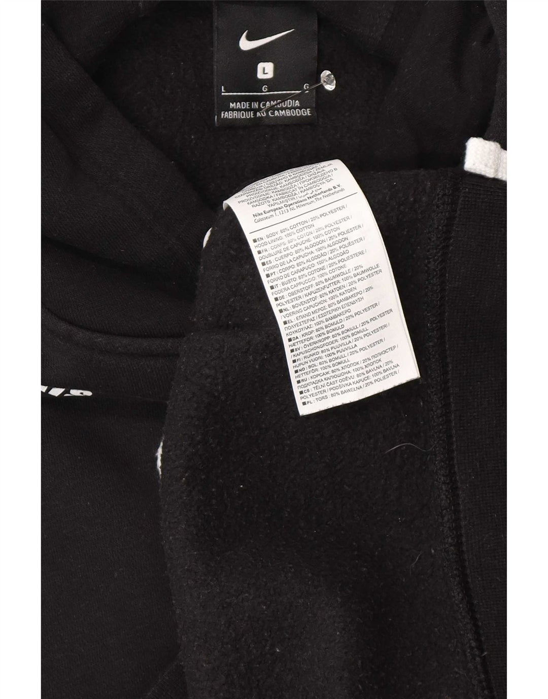 Felpa con cappuccio grafica Nike da uomo grande in cotone nero