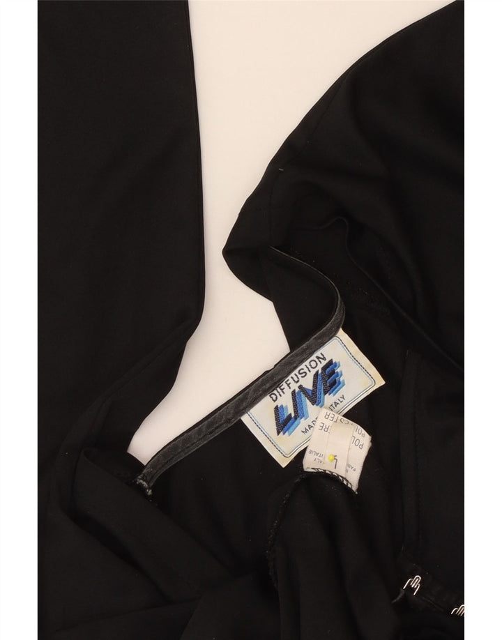 Abito tubino vintage a maniche lunghe da donna UK 14 grande poliestere nero
