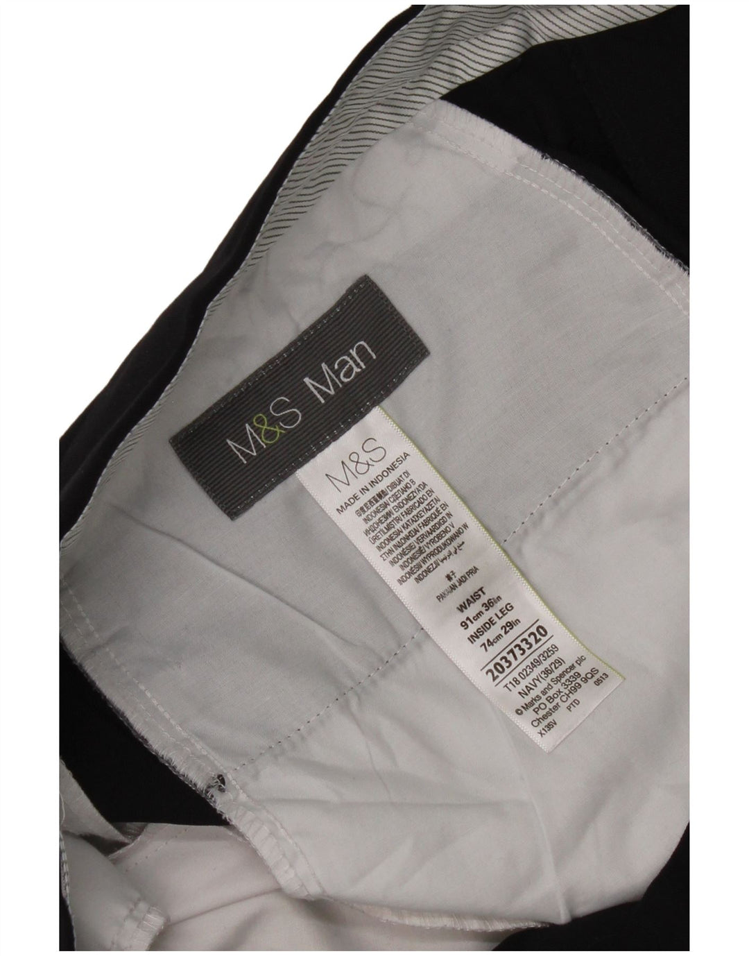 Pantaloni chino con pegging da uomo Marks & Spencer W36 L29 blu navy classici