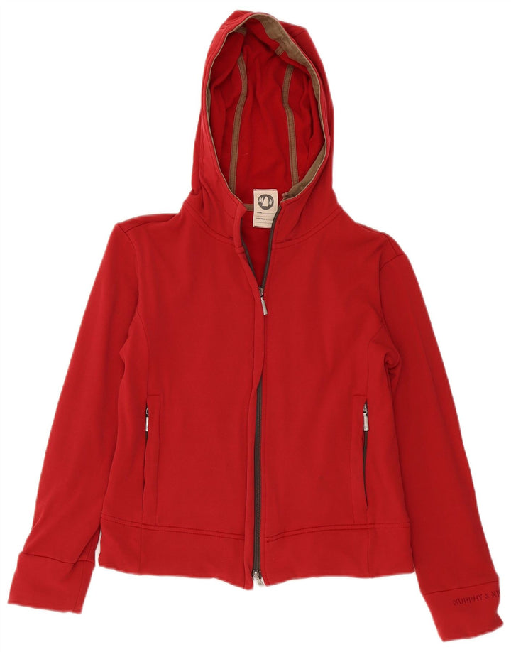 Maglione con cappuccio e zip corta da donna Murphy & Nye UK 14 rosso medio
