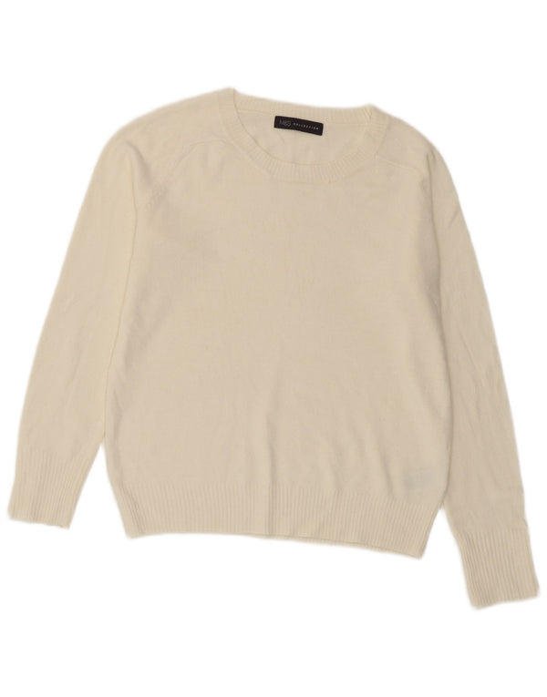 Maglione maglione girocollo da donna Marks & Spencer UK 10 piccolo bianco sporco