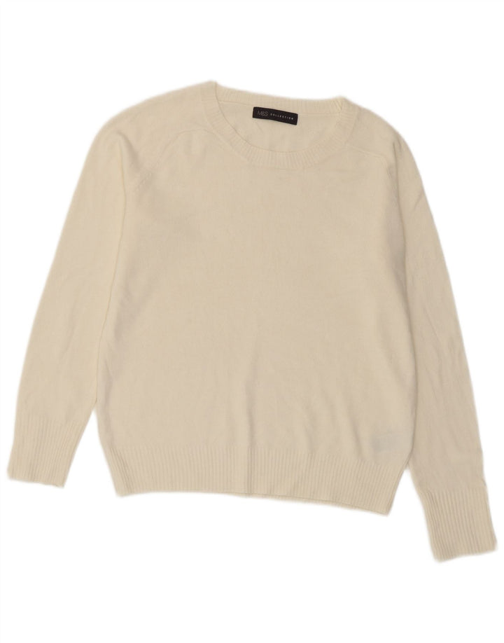 Maglione maglione girocollo da donna Marks & Spencer UK 10 piccolo bianco sporco