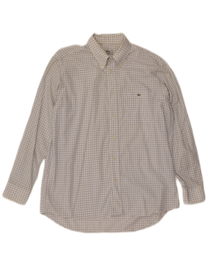 Camicia da uomo LACOSTE taglia 41 grande cotone a quadri bianchi