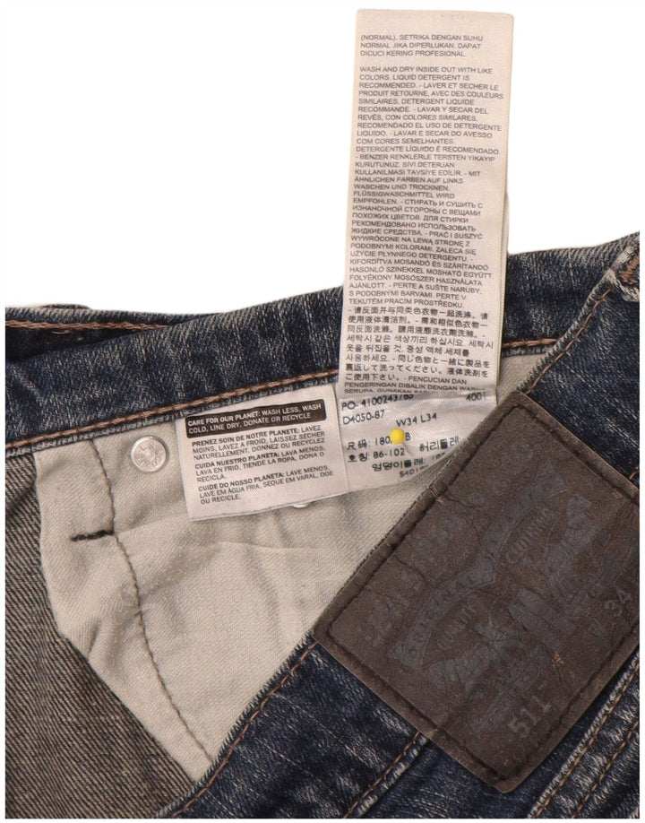 Pantaloncini di jeans Levi's 511 da uomo W34 Large in cotone blu navy