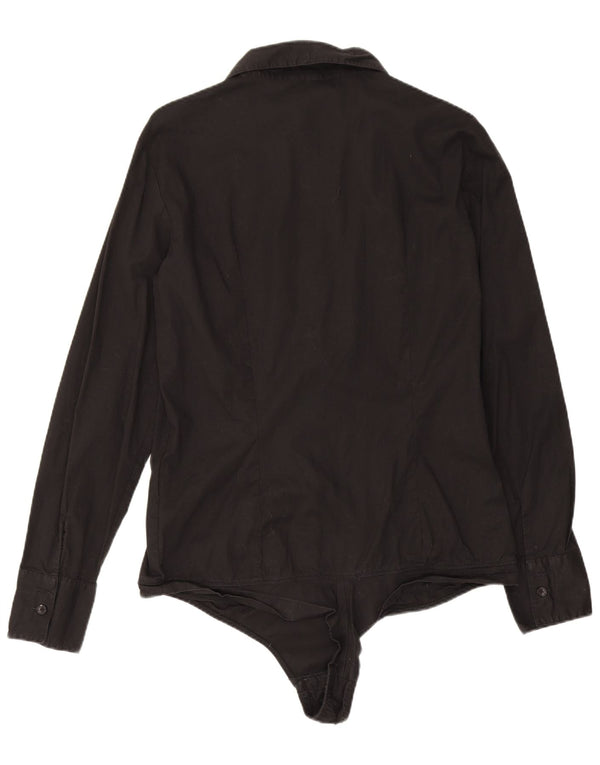Benetton Camicia Body da Donna UK 14 Large Nero Cotone