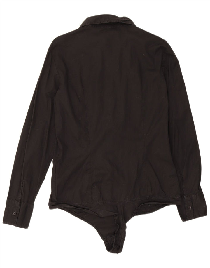 Benetton Camicia Body da Donna UK 14 Large Nero Cotone