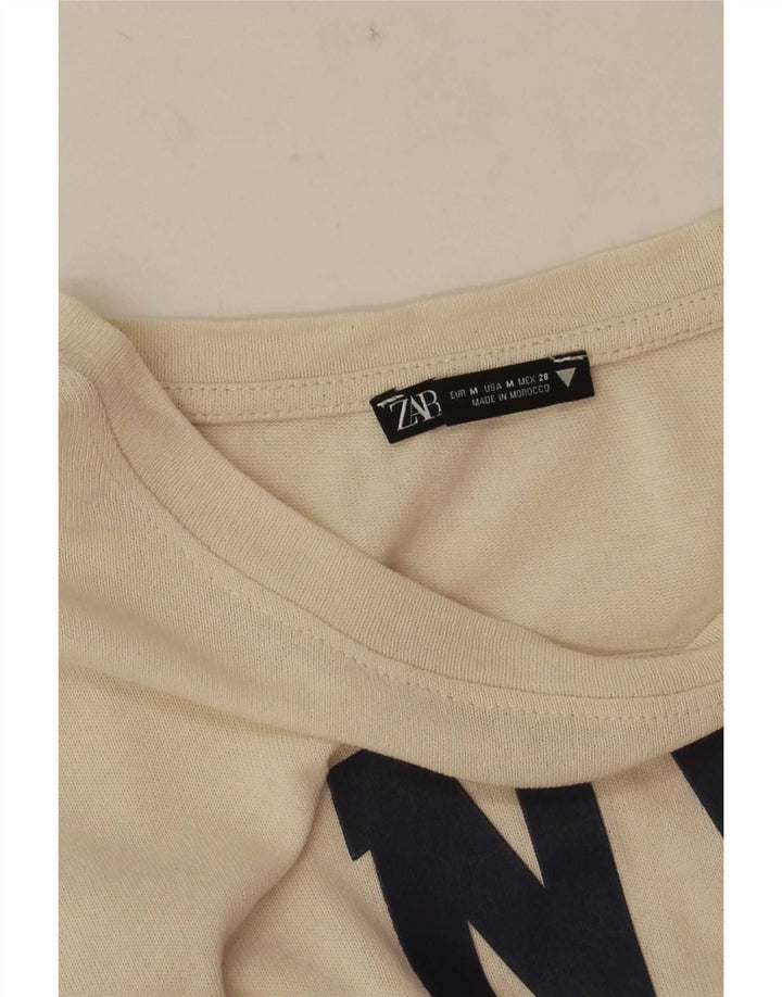 T-shirt grafica da donna Zara Top UK 12 bianco medio