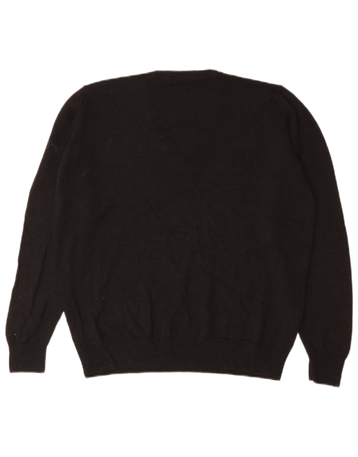 Maglione maglione con scollo a V vestibilità ampia da donna Marks & Spencer UK 14 medio nero