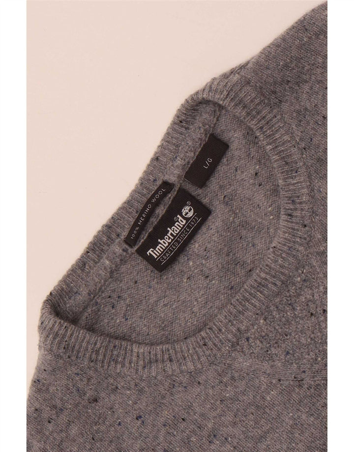 Timberland Maglione da uomo girocollo maglione grande lana merino screziata grigia