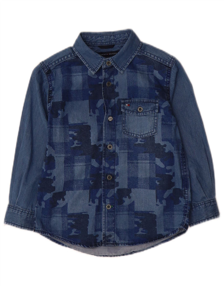 TOMMY HILFIGER Camicia di jeans per ragazzi 3-4 anni in cotone mimetico blu